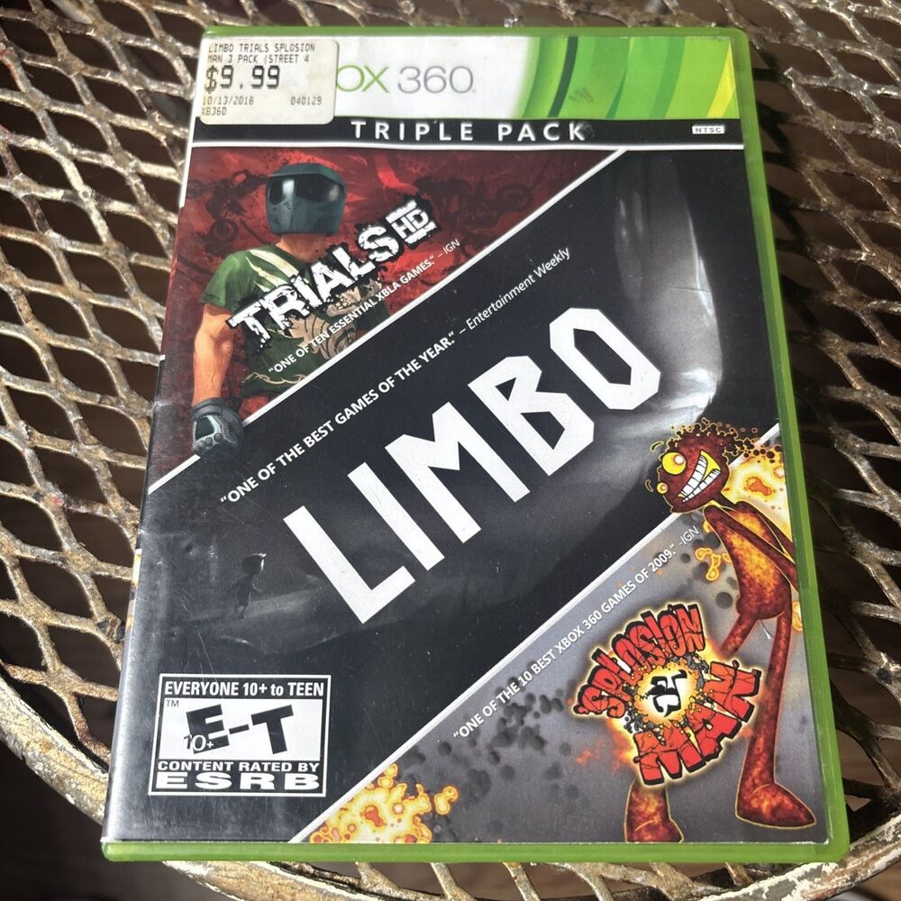 Triple Pack: Limbo, Trials HD and Splosion Man (Microsoft Xbox 360) Complete CIB